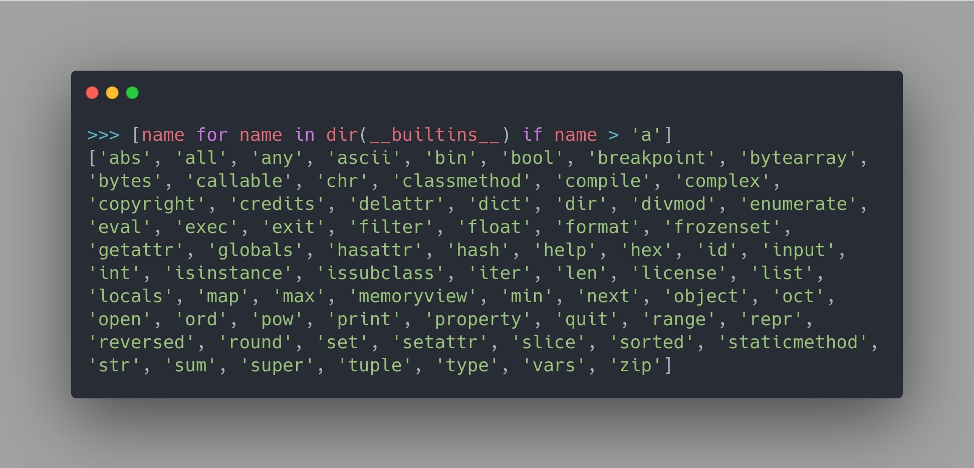 Understanding all of Python, through its builtins